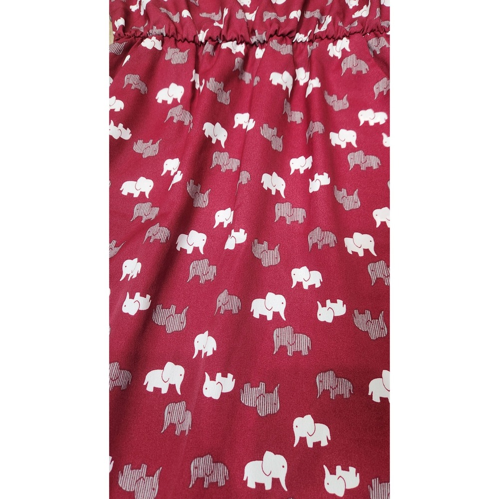 Everly Elephant Print Mini Dress Lined Pockets NO BELT Elastic Waist Women Small - Picture 3 of 10
